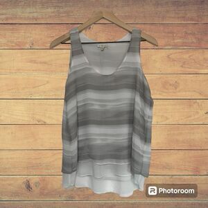 Calvin Klein Women’s Sleeveless Top  Gray And White Striped   Size M   EUC